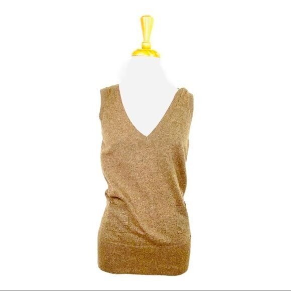 BCBGMaxazria V-neck Vest Angora Wool Blend Knit Embroidered BCBG Logo Womens M - Picture 1 of 8
